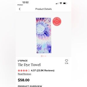 L Space Tie-dyed Beach Towel with Fringe. NEW